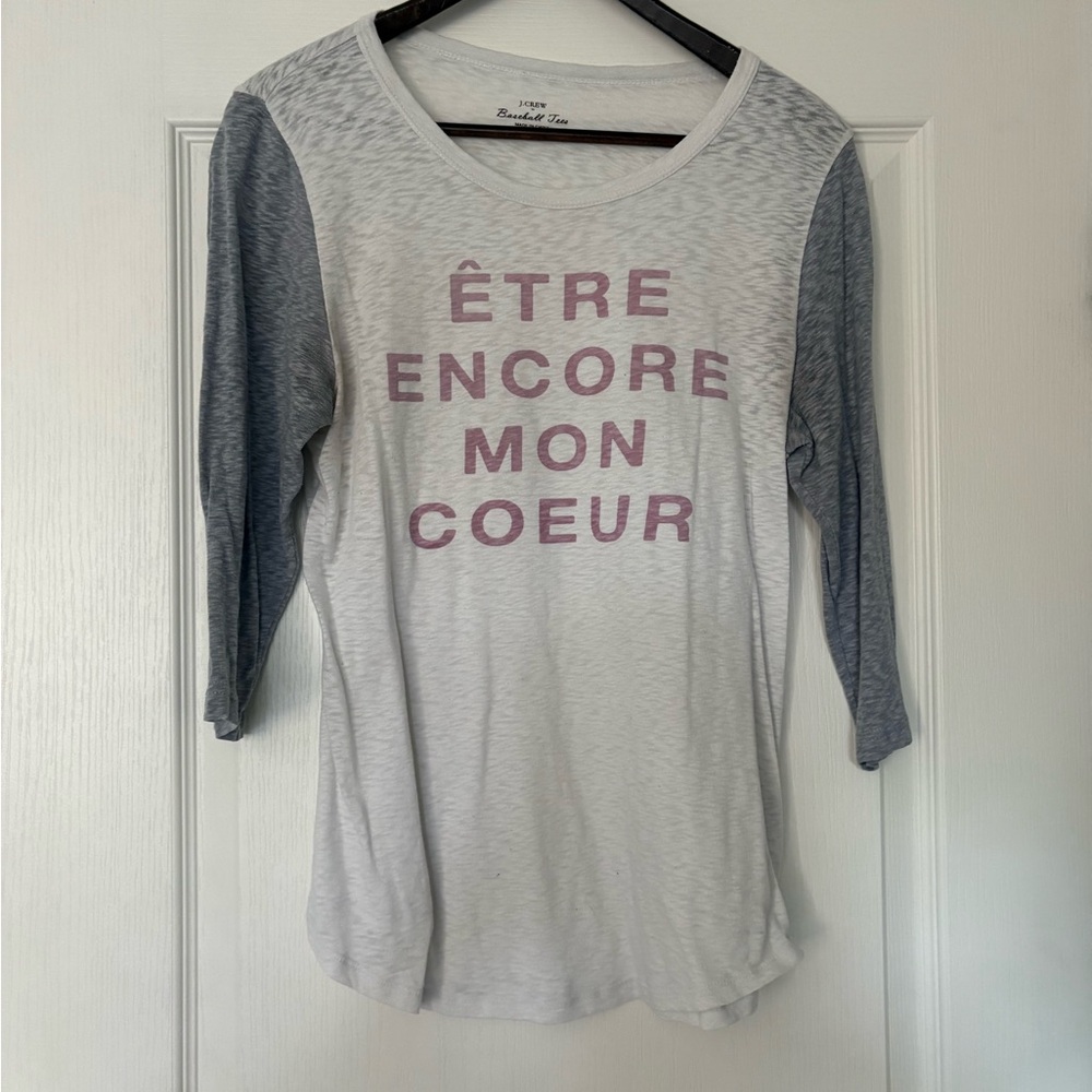 J. Crew Gray and White Long Sleeve Tee